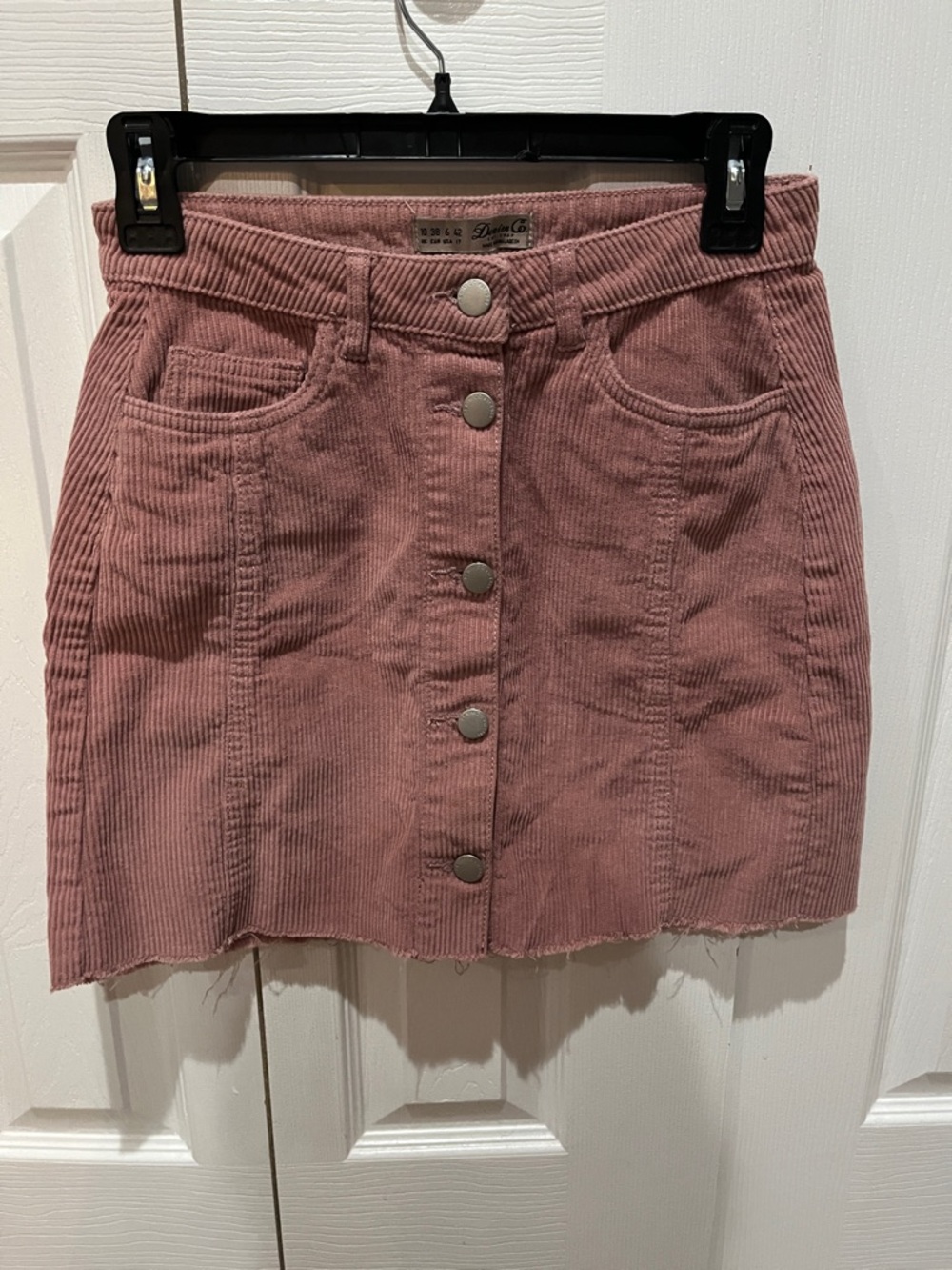Denim&Co Dusty Rose Corduroy Button-Front Mini Skirt